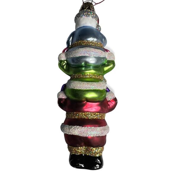 Waterford Holiday Heirlooms VINTAGE STACKED SANTA BONANZA Blown Glass Ornament - Picture 4 of 6
